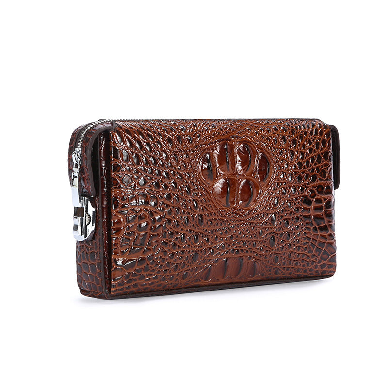 Men's Crocodile Pattern Leather Business Compartment High Men's Clutch