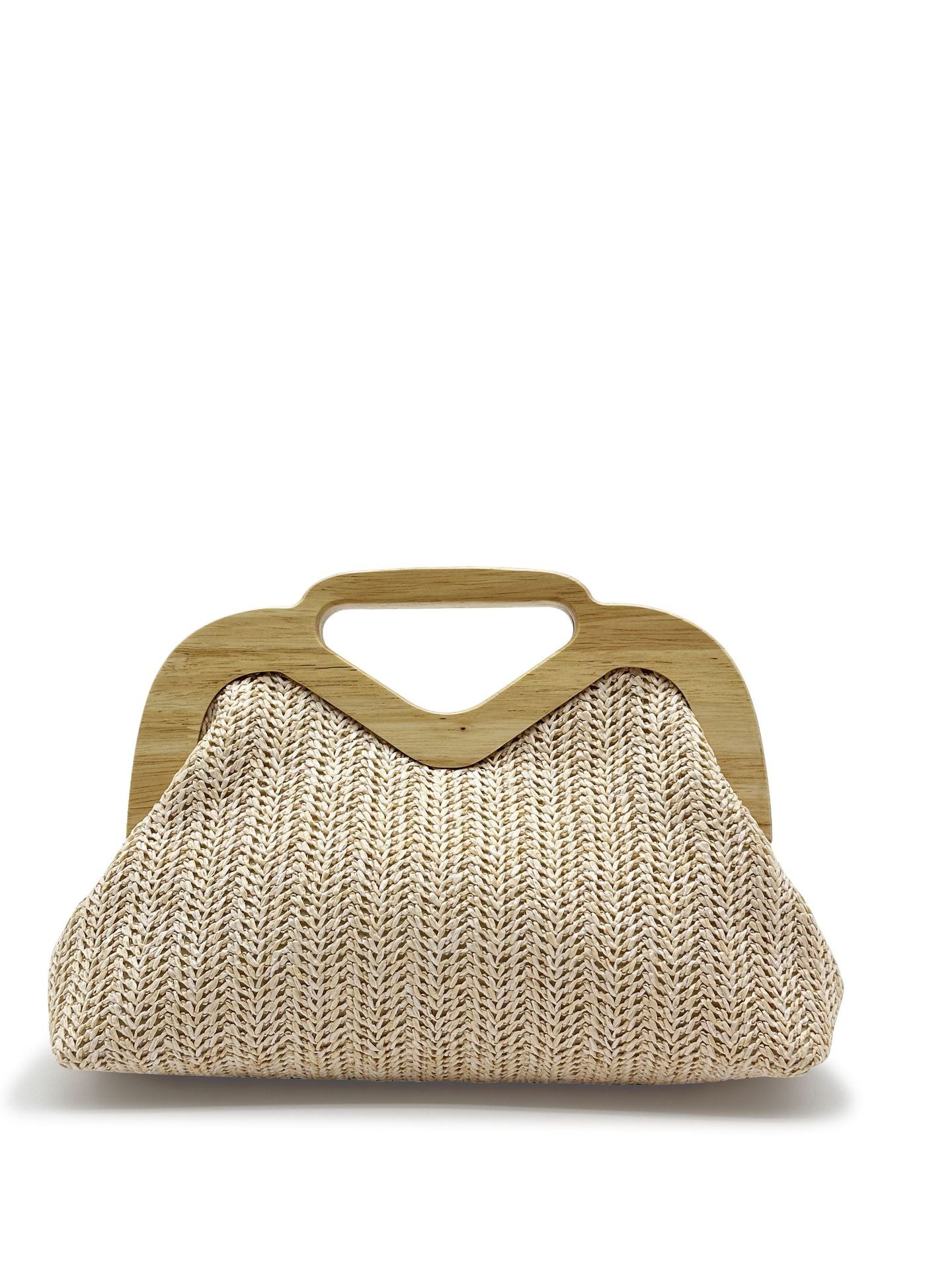 Women's Summer Main Push Wooden Banquet Hand Straw Dinner Bag