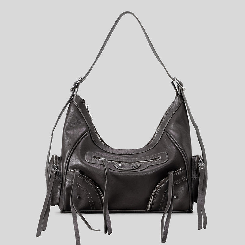 Women's Retro Rivet Tassel Motorcycle Hot Underarm Women's Shoulder Bag
