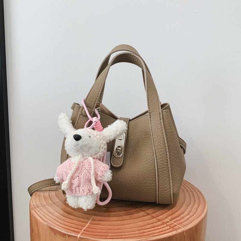 Women's Korean Style Lychee Pattern Cute Plush Pendant Lock
