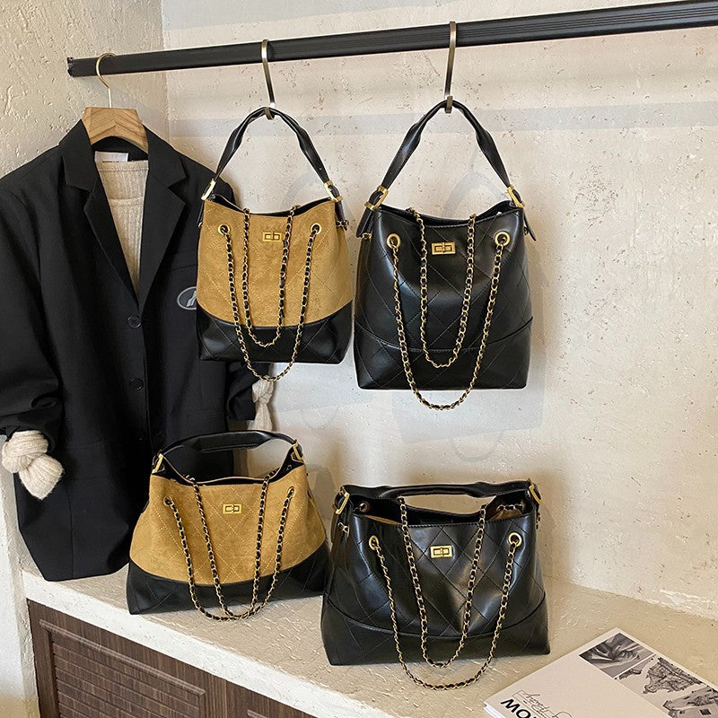 Color Hand-held Female Niche Rhombus Chain Large Capacity Tote Bag