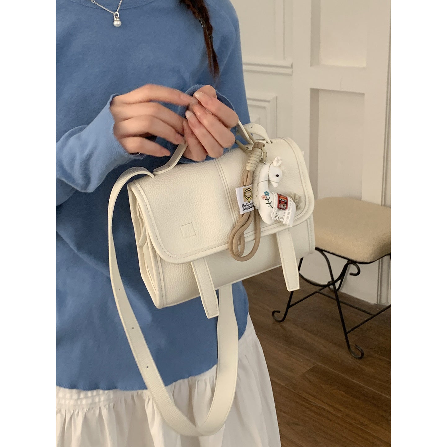 Women's Korean Style Fashion Carrying Simple Cambridge Small Square Bag