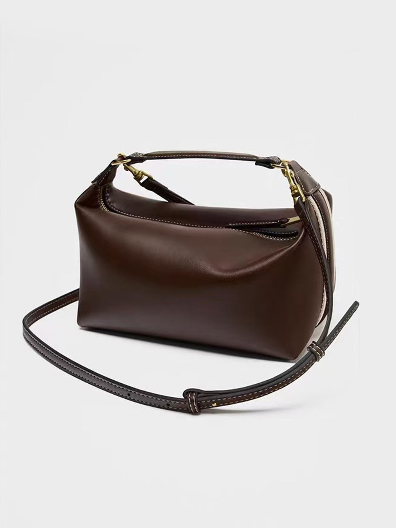 Women's Retro Side Striped Wide Strap Dumpling Bags