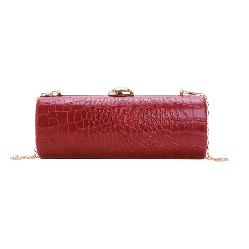 Warm Brown Crocodile Stripe Baguette Clutch Fashion Haulage Motor Dating Women's Messenger Bag