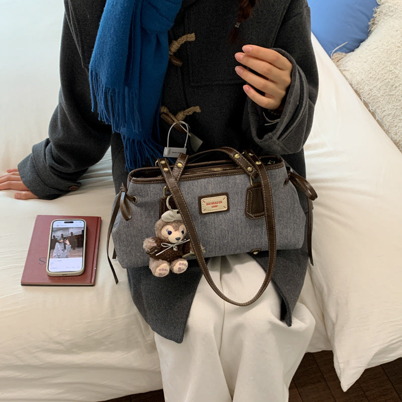 Women's Retro Denim Light Luxury Minority Senior Tote Bags