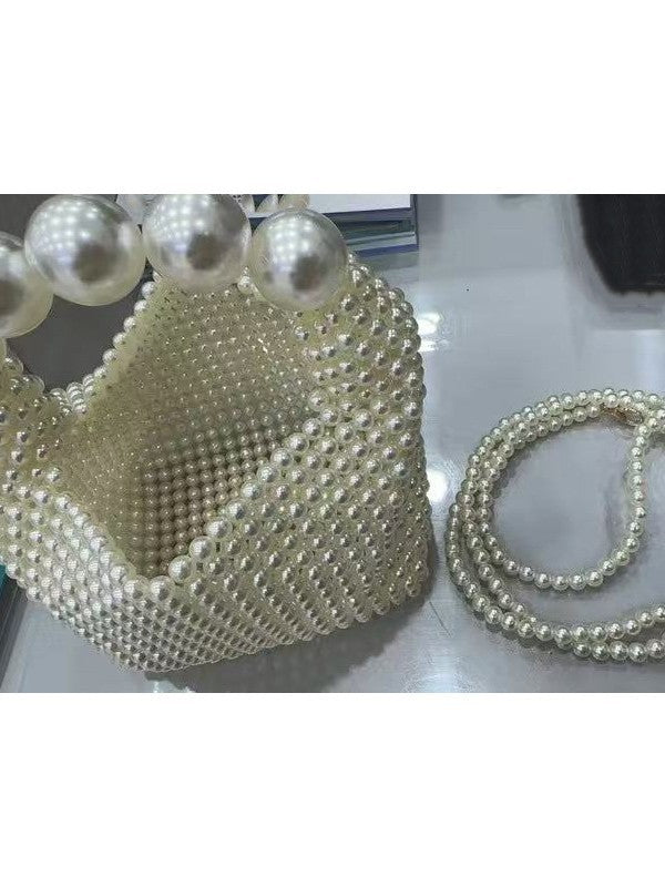 High-grade French Hand-woven Fairy Temperamental Beaded Pearl Women's Messenger Bag