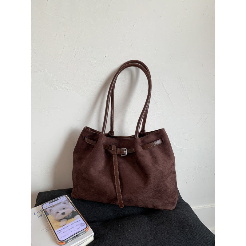 Women's Vintage Large Capacity Suede Commuter Portable Women's Shoulder Bag