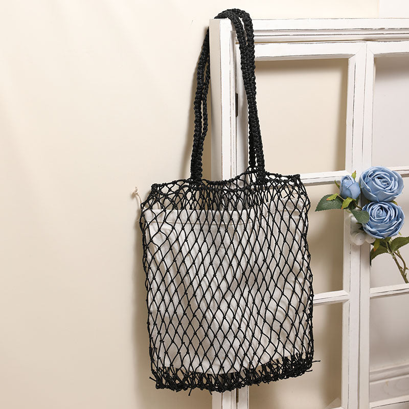 Hollow Mesh Pocket Woven Idle Style Bags