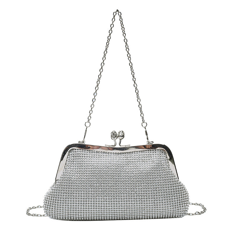 Women's Niche Rhinestone Hand Holding Net Drill Shiny Diamond Banquet Bags