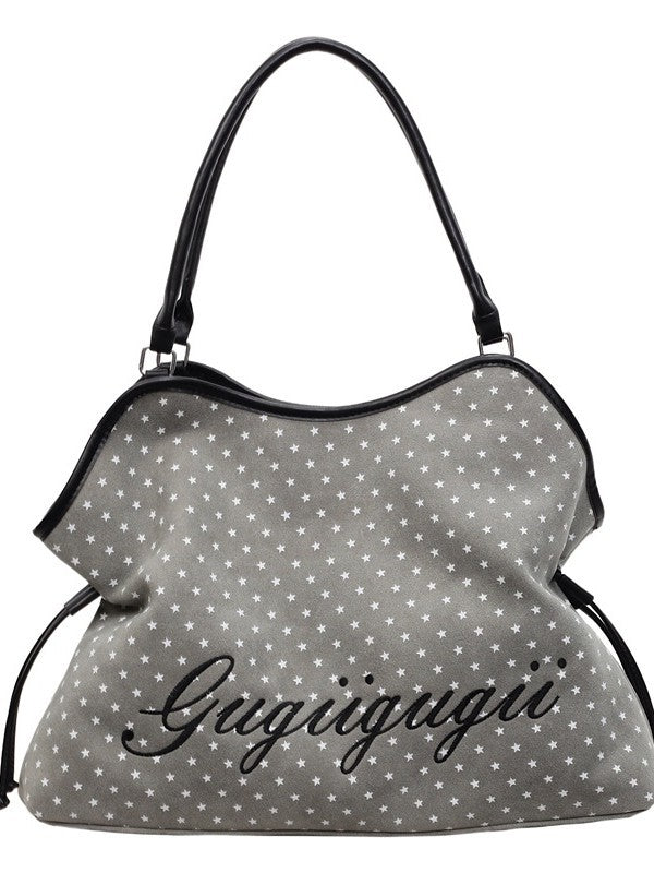 Women's Suede Polka Dot Stitching Drawstring Large Women's Messenger Bag