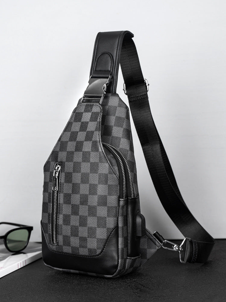 New Men's Classic Plaid Commute Minimalist Men's Bags
