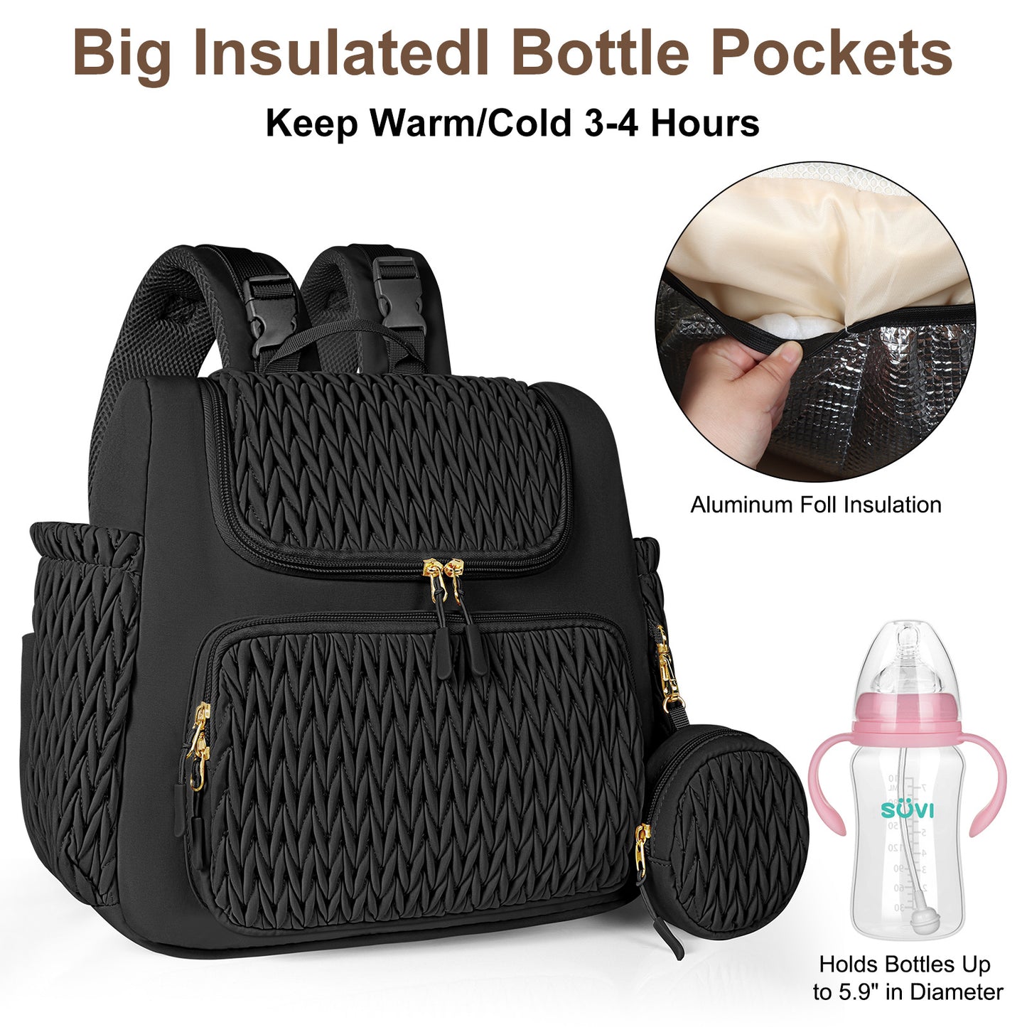 Quilted Multifunctional Stroller Pilch Pacifier Box Bags