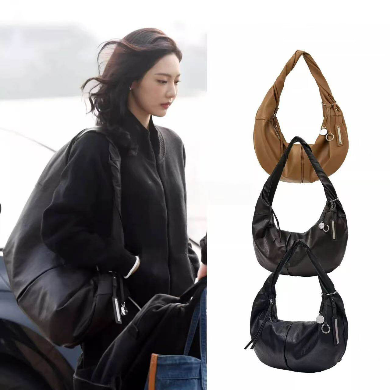 Kosong Croissant Ning Retro Wind Large Women's Shoulder Bag