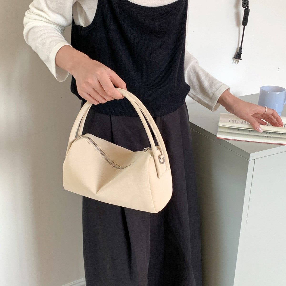 Suede Boston Solid Color Fashion Versatile Korean Style Small Square Bags