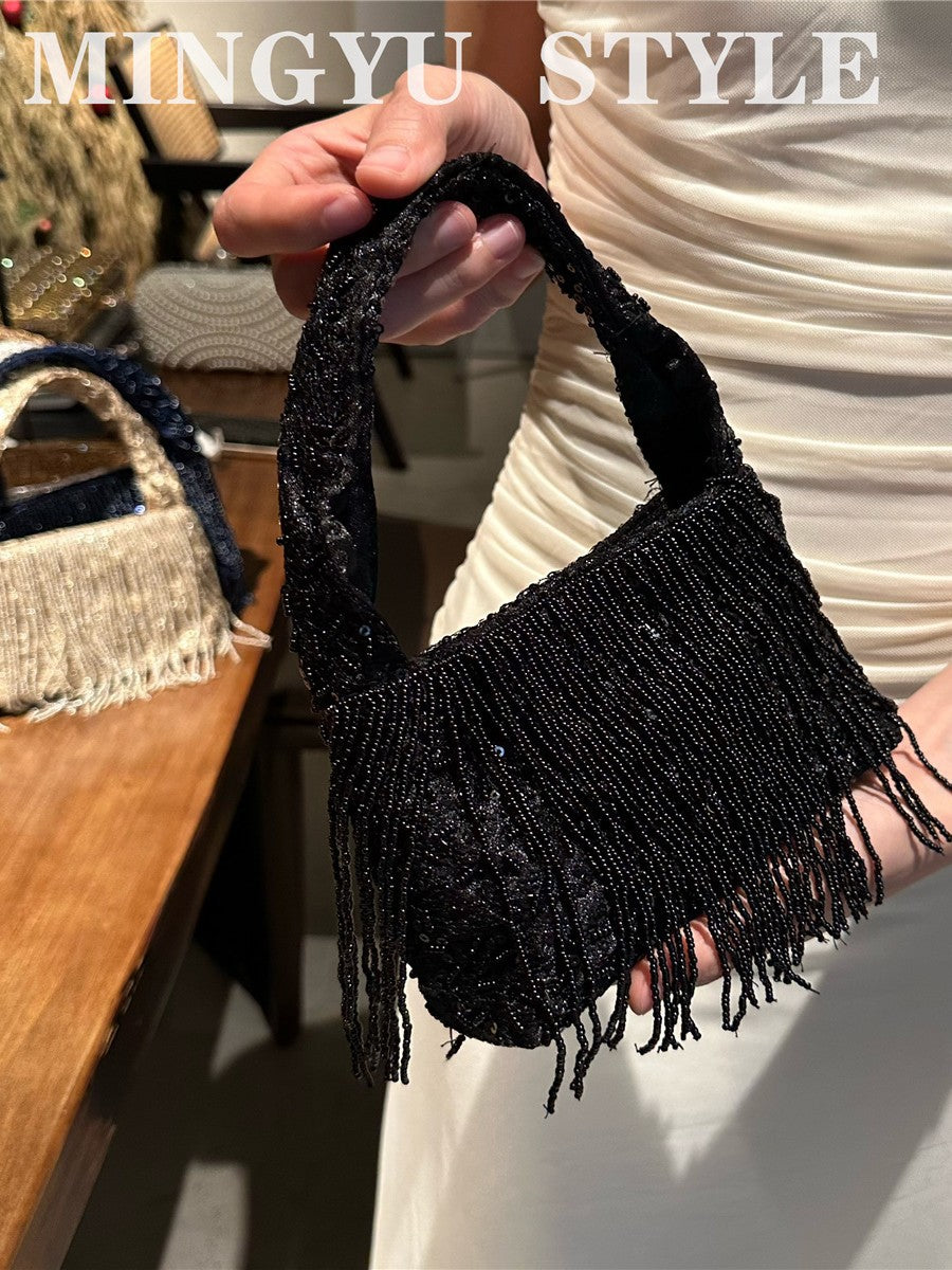 Chinese Style Handmade Beaded Retro Tassel Ancient Niche Cheongsam Women's Messenger Bag