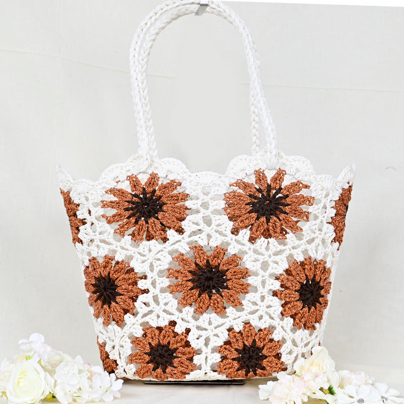 Women's Mini Oval Patchwork Hand-woven Crocheted Cotton Soft Women's Handbag
