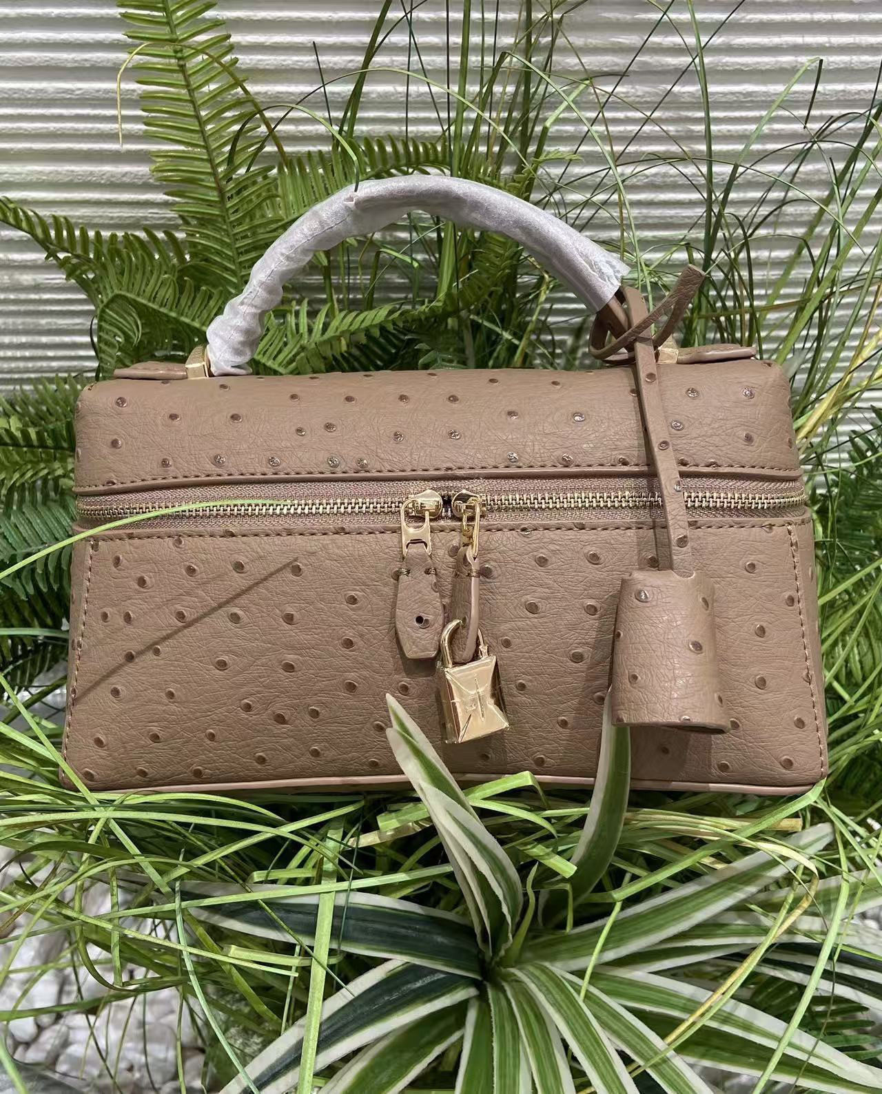 Women's Ostrich Grain Lunch Box Fashion Portable Women's Shoulder Bag