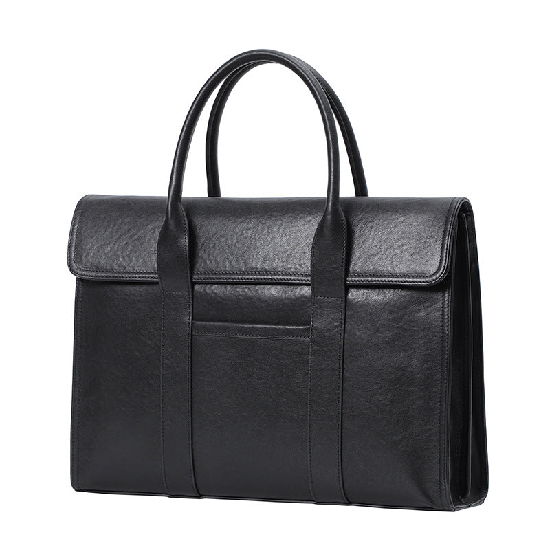 Men's Hand Grip Pattern First Layer Leather Men's Tote