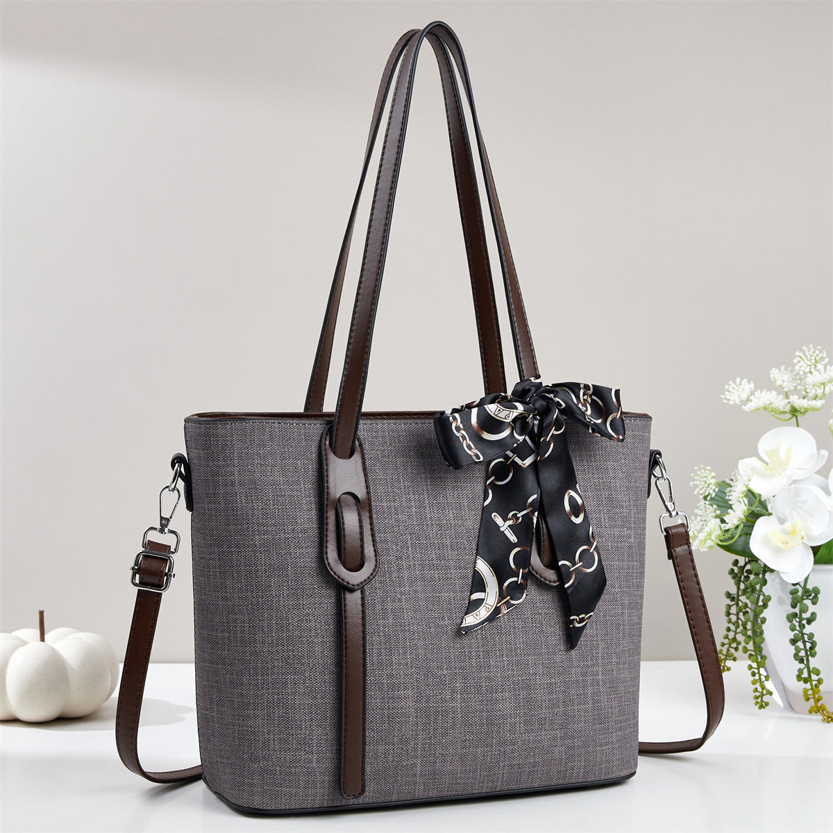 Silk Scarf Decoration Large Capacity Versatile Shoulder Bags