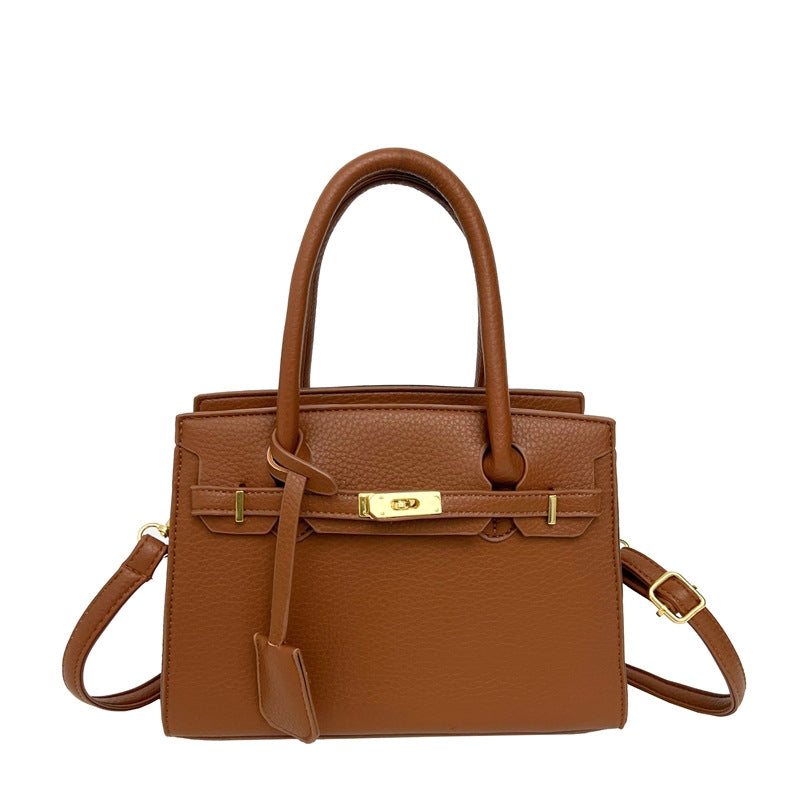 Women's Litchi Pattern Fashion Simple Graceful Commuter Portable Shoulder Bags