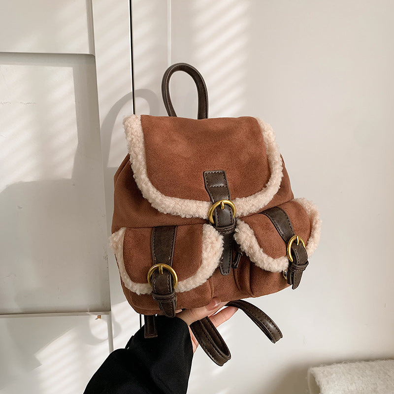 Fashionable Vintage Lamb Wool Veet Niche Advanced Women's Messenger Bag