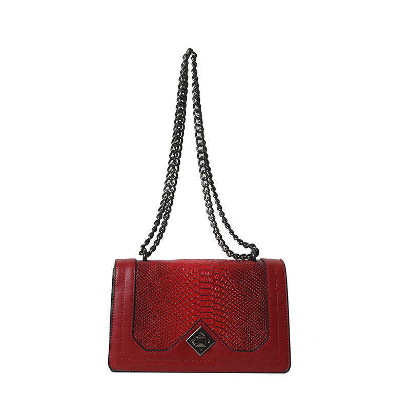 Women's Red Simple Fashion Snakeskin Pattern Single Women's Shoulder Bag