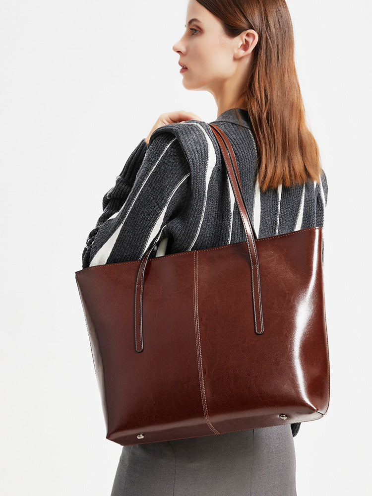 Women's Vintage Cowhide Big Large Capacity Leather Tote Bags
