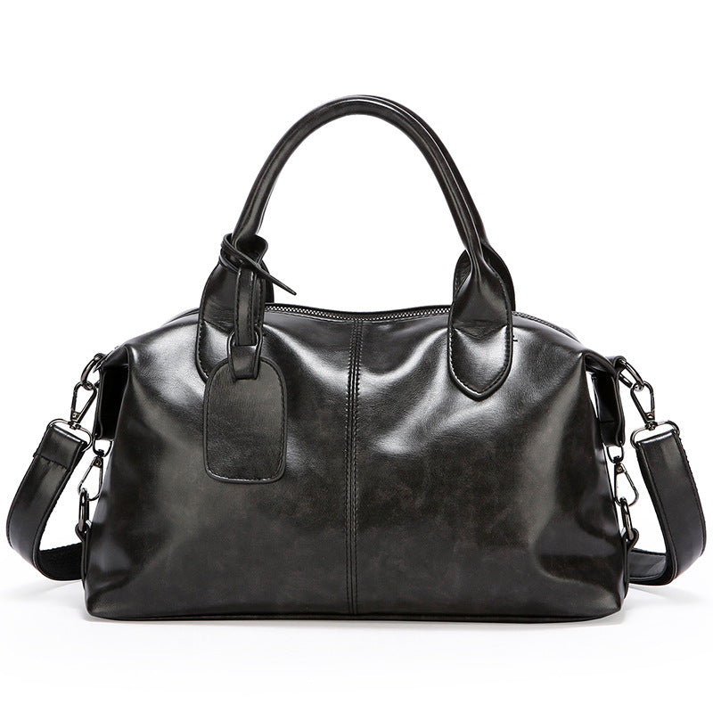 Women's Soft Leather Large Capacity Mom Boston Portable Commuter Women's Messenger Bag