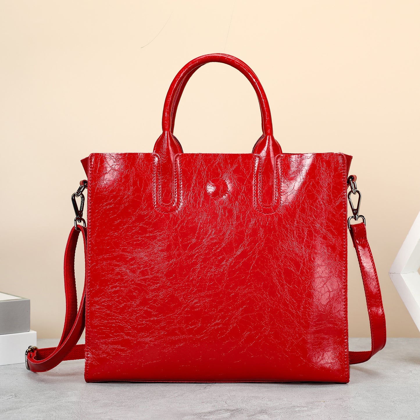 Women's Cowhide Genuine Leather Large Capacity Trendy Tote Bag