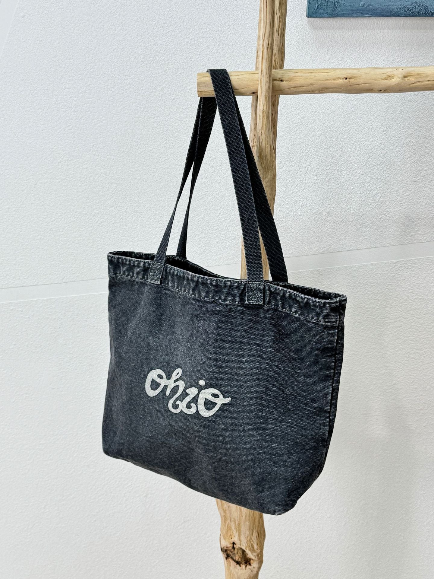 Canvas Washed Letter Embroidery Large Capacity Women's Shoulder Bag