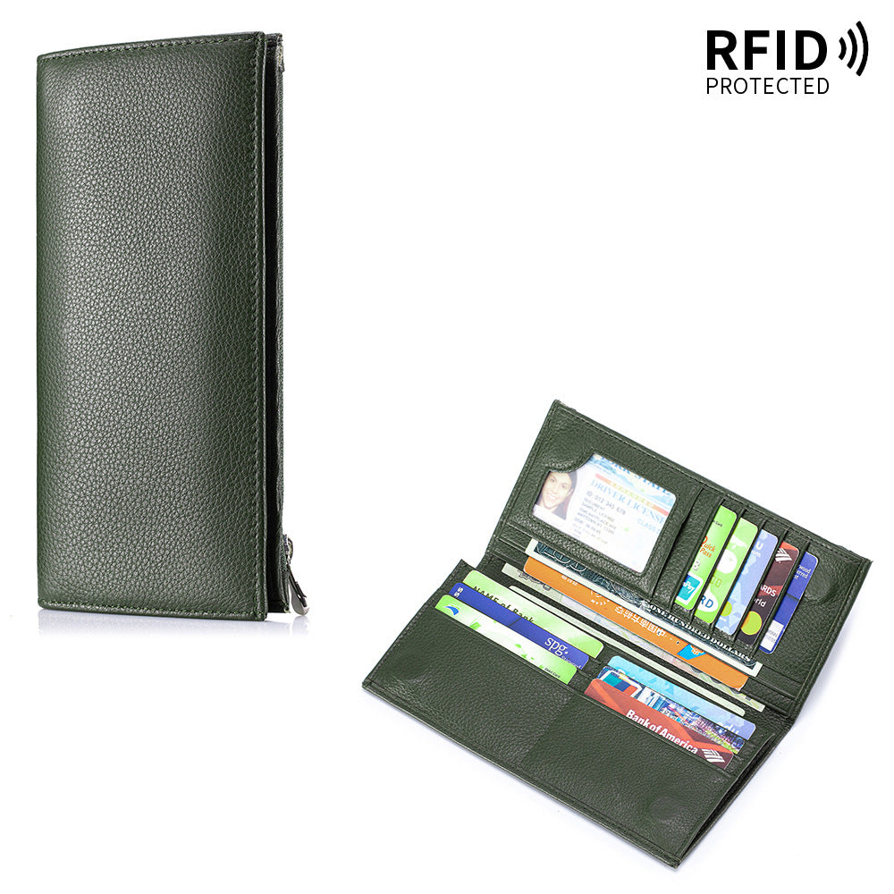 Leather For Man Long Simple Zipper Men's Wallet