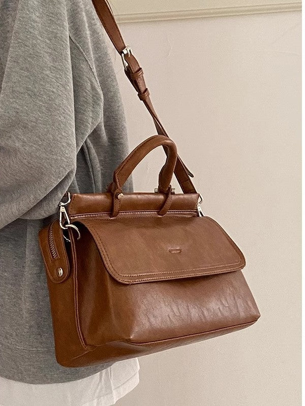 Women's Trendy Vintage Commuter Large Capacity Textured Women's Shoulder Bag