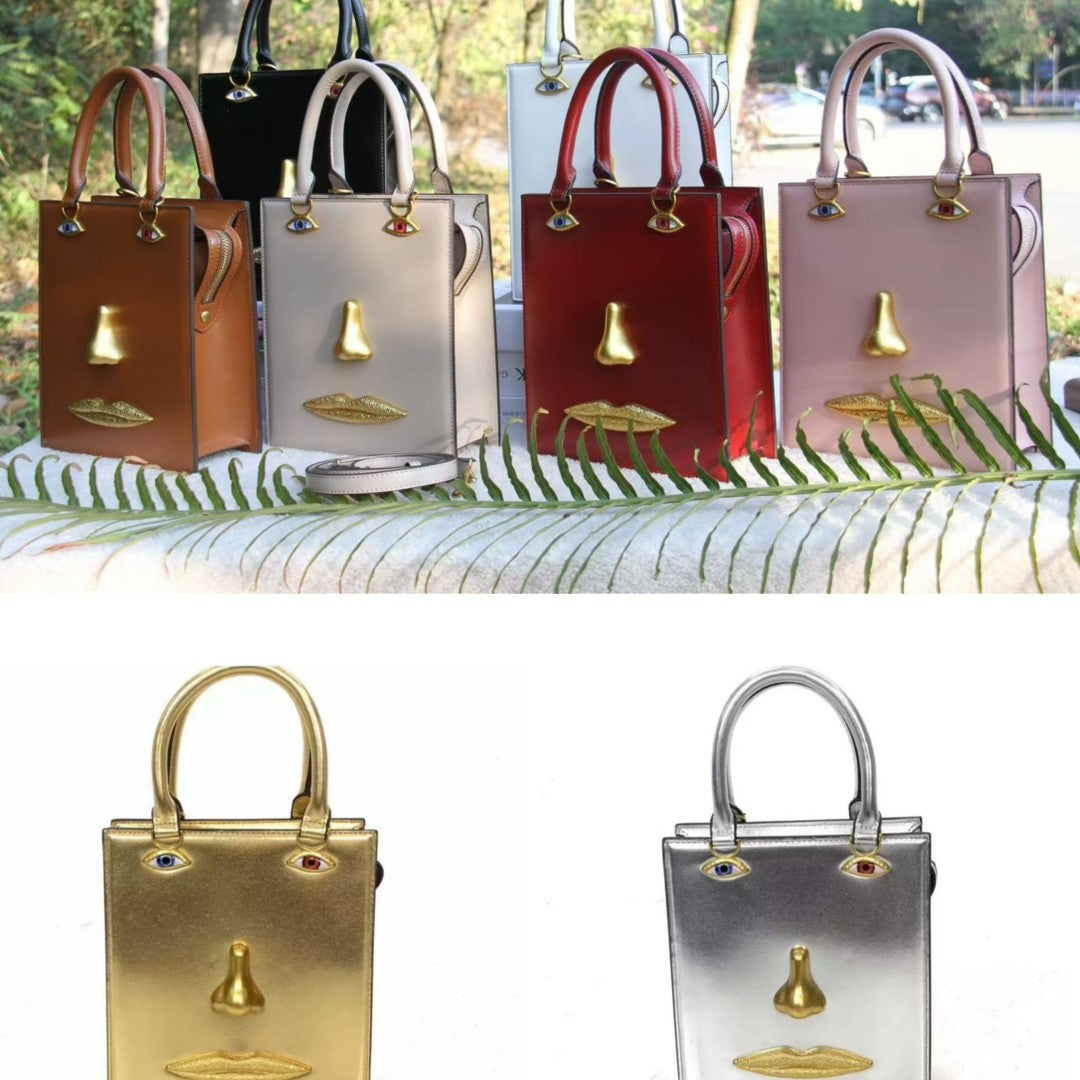 Women's Face Popular Sier Patent Leather Simple Women's Handbag