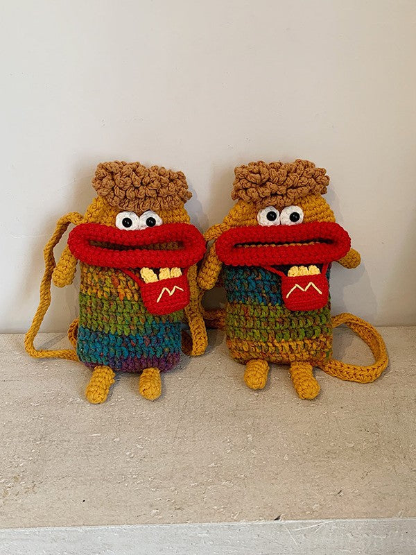 Women's Crochet Finished Cute Big Mouth Cartoon Bags