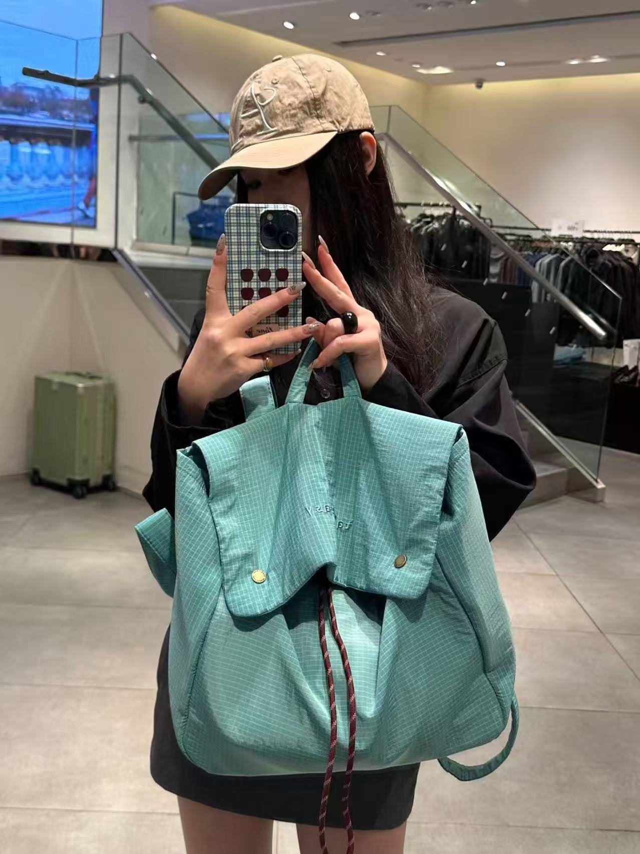 Korean Style Simple Letter Fashion Street Drawstring Flip Backpacks