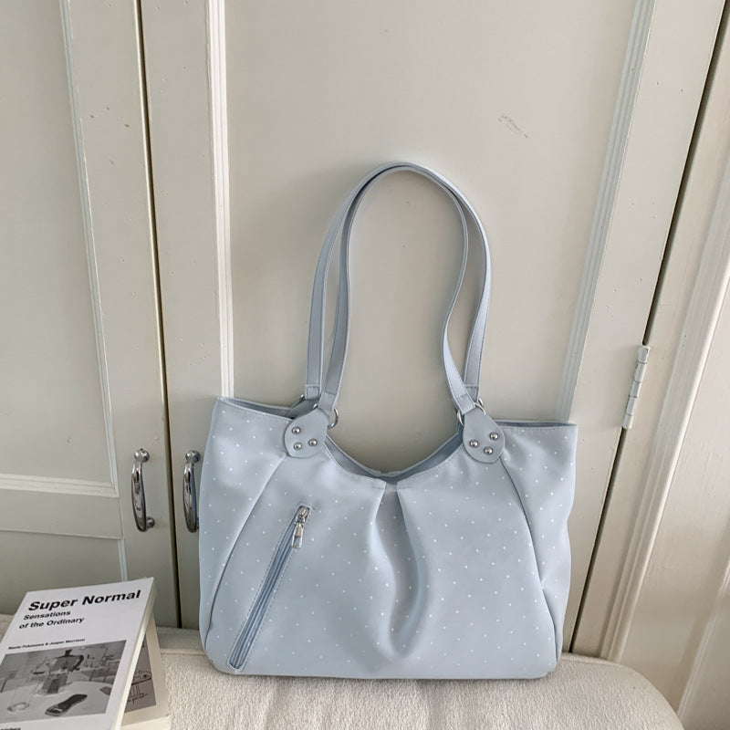 Women's Polka Dot Large Capacity Loose College Tote Bag