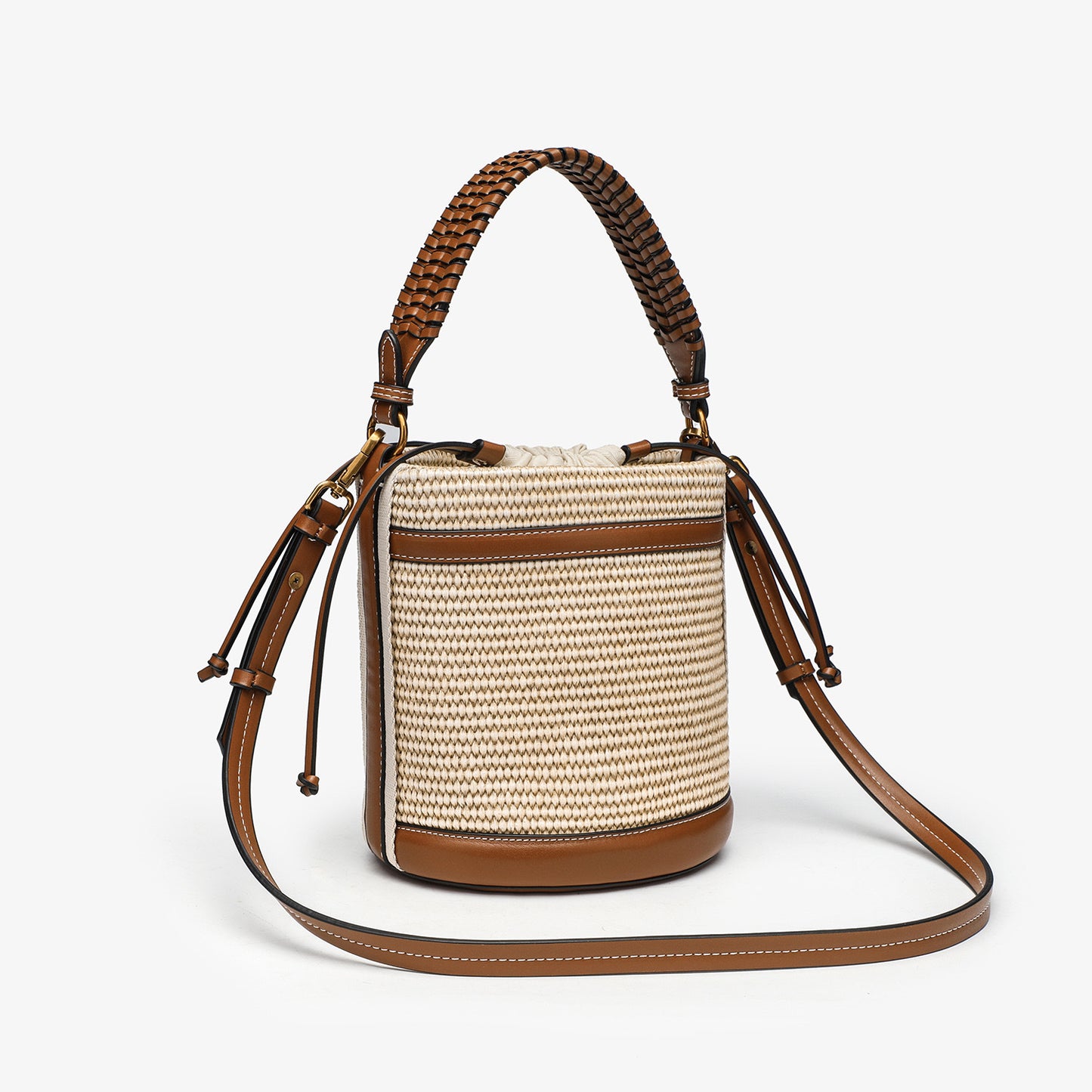 Women's Z Portable Woven Beach Trendy Color Collision Bucket Bags