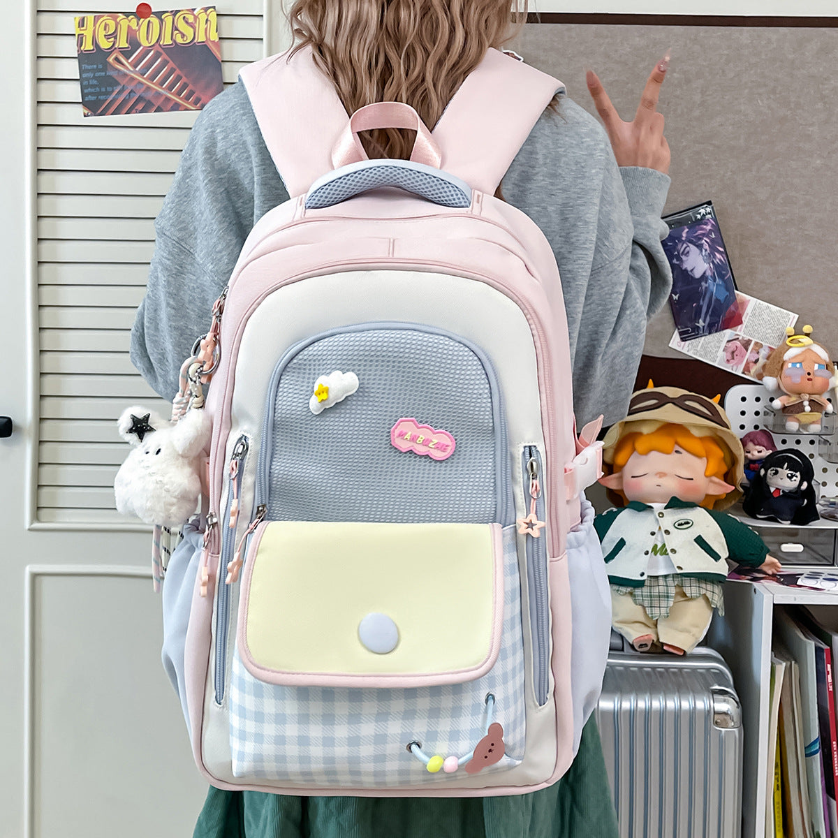 Korean Style Good-looking Dopamine Contrast Color Primary Secondary College Student Schoolbag