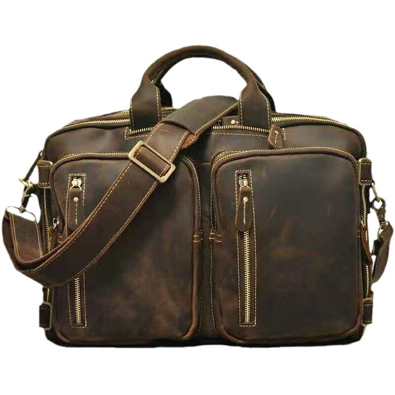 Pretty Men's Genuine Leather Portable Business Laptop Bags