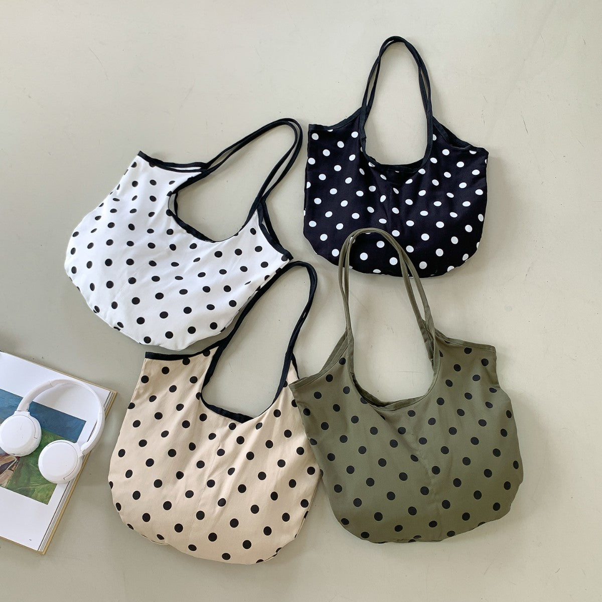 Women's Dot Versatile Large Capacity Commuter Cotton Women's Shoulder Bag