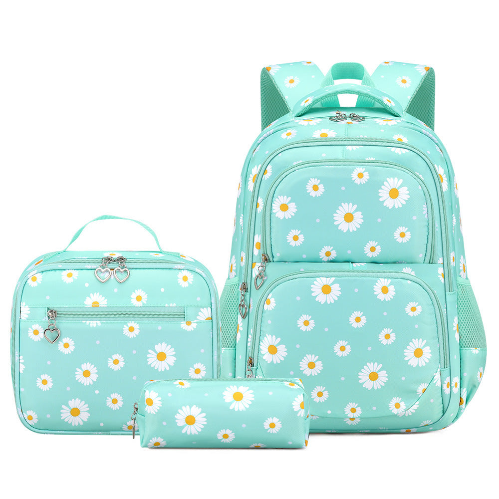 Little Daisy Three-piece Set Large Capacity Waterproof College Student Schoolbag