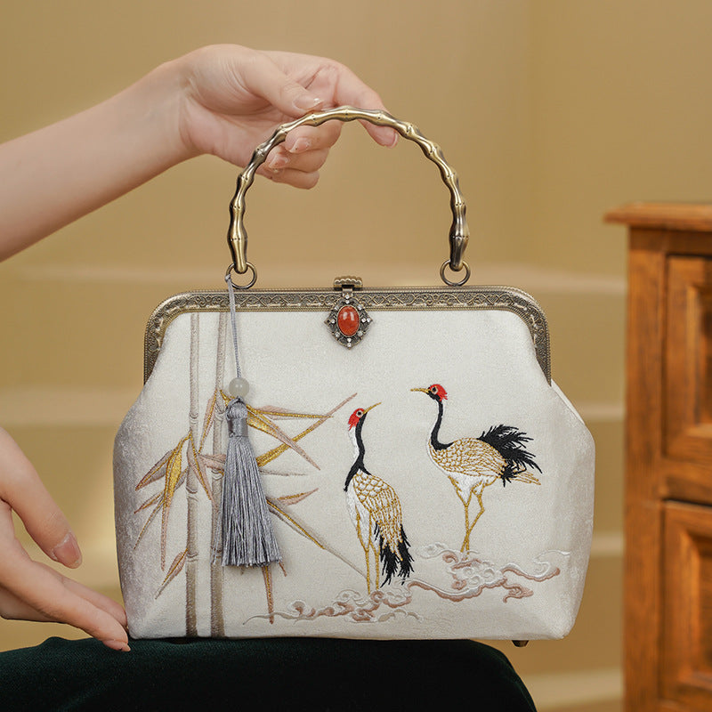 Double Flying Embroidered Ancient Style Cheongsam Banquet Women's Handbag