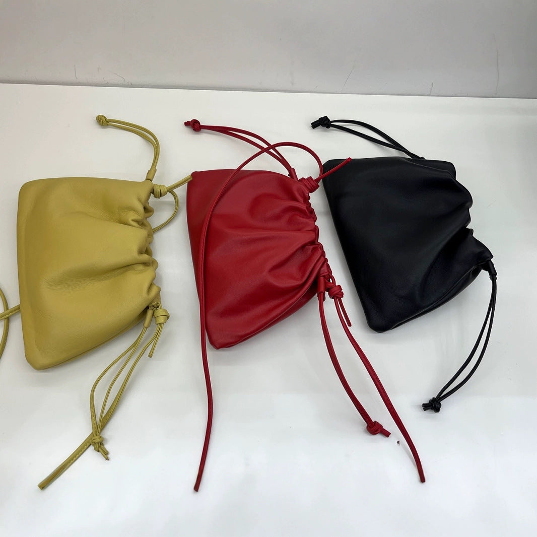 Women's Design Cloud Sheepskin Drawstring Lucky High-grade Handbags