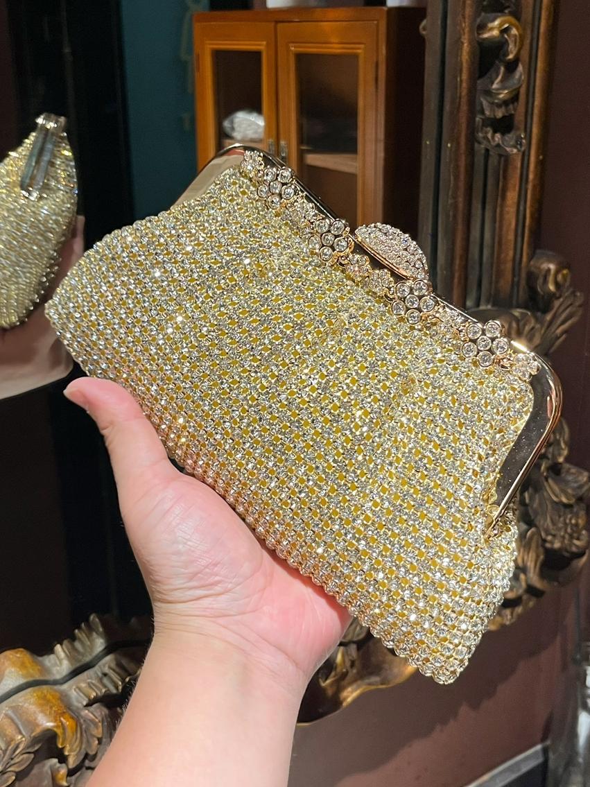 Women's Rhinestone Bridal Wedding Dress Garment Diamond Dinner Bag