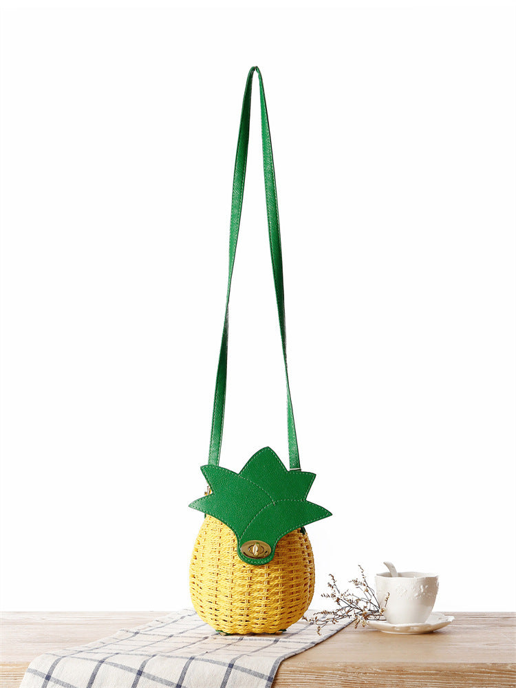 Pastoral Style Pineapple Vacation Rattan Weave Fruit Beach Fashion Bags