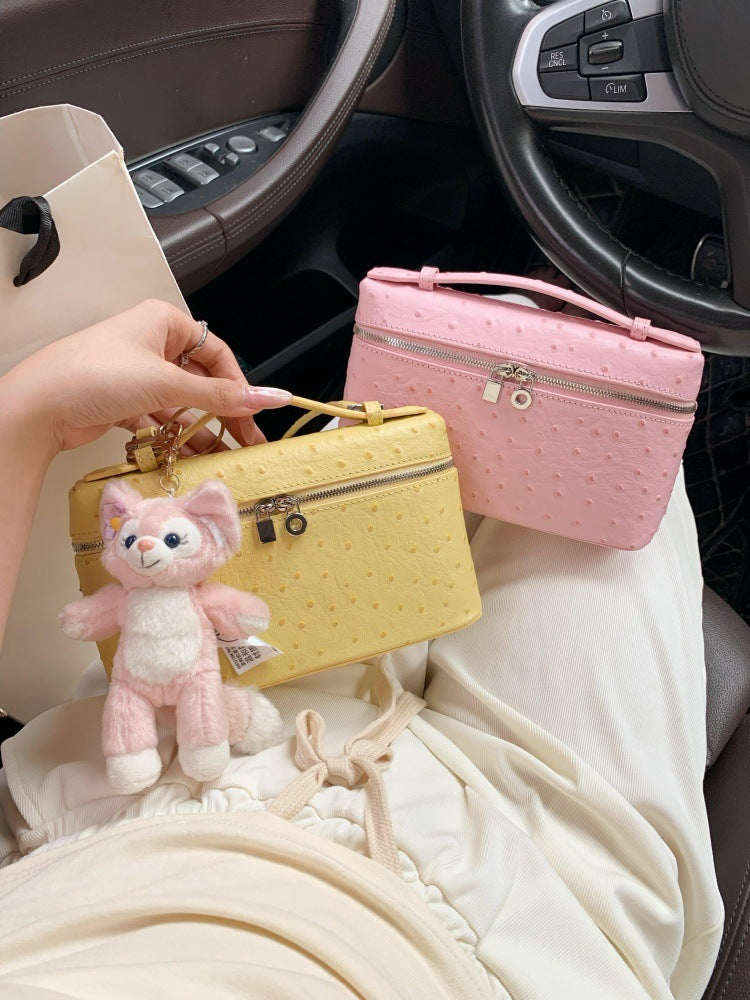 Women's Elegant Ostrich Grain Lunch Box Textured Women's Messenger Bag