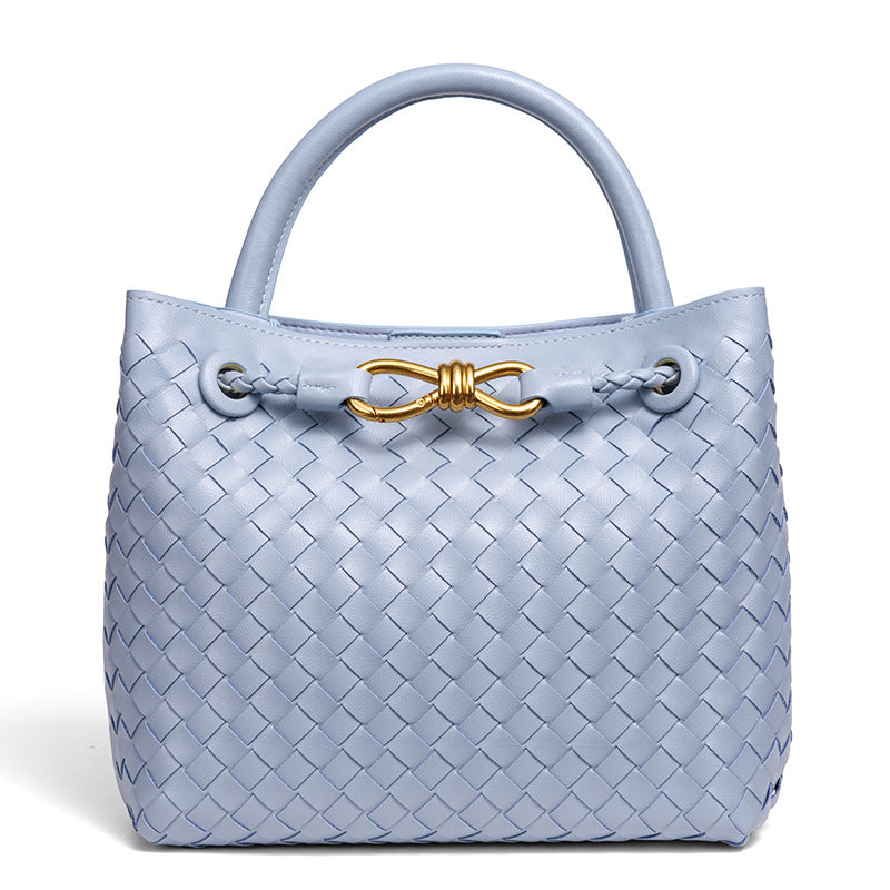 Women's Fashion Bow Metal Hand-woven Design Large Bags