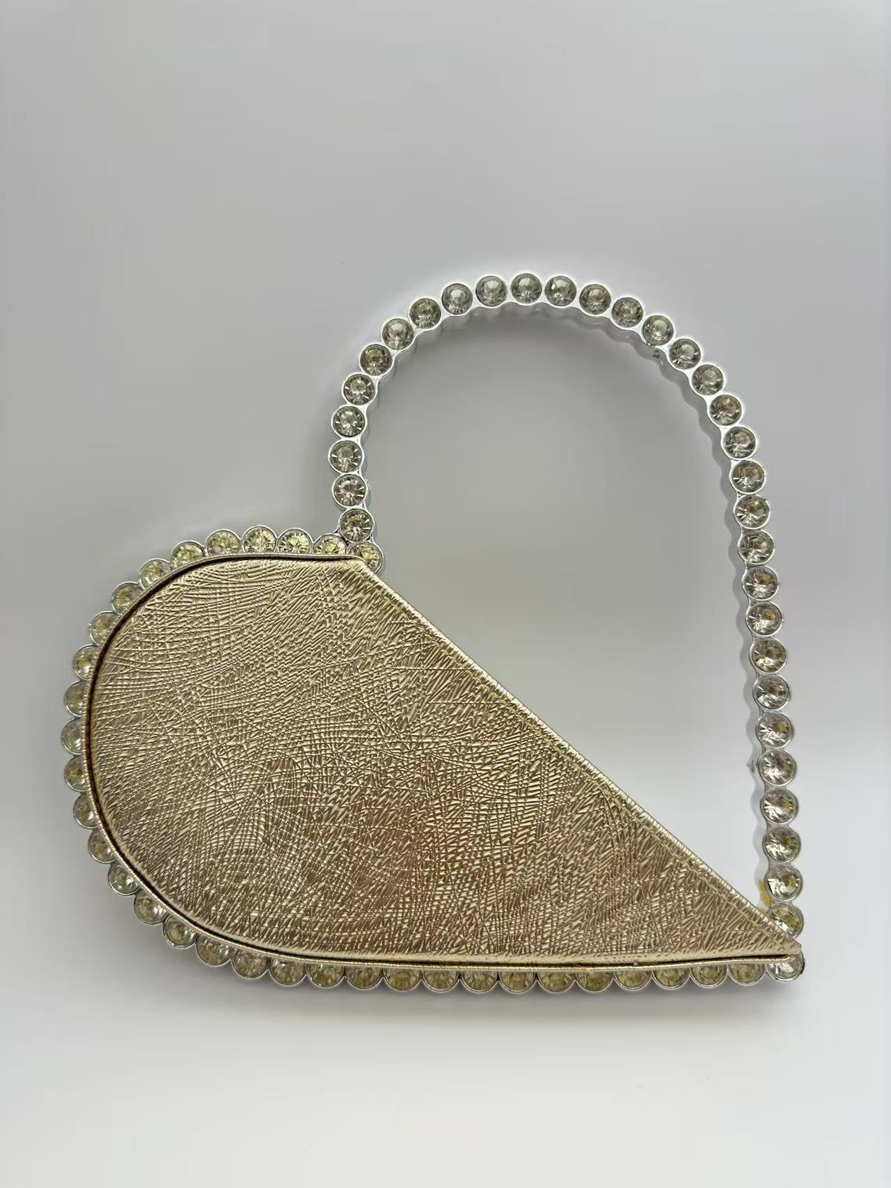 Heart-shaped Hand Holding Full Diamond Handmade Bags