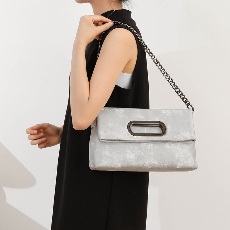 Chinese Style Light Luxury Satin Underarm Folding Bags