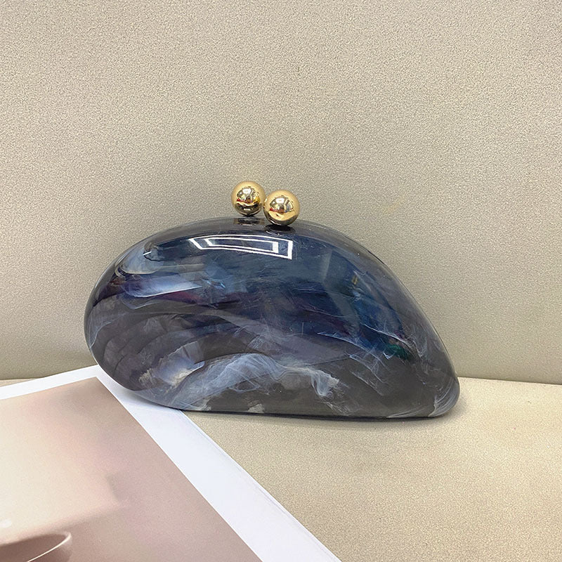 French Marbling Amber Irregular Acrylic Shell Banquet Women's Messenger Bag
